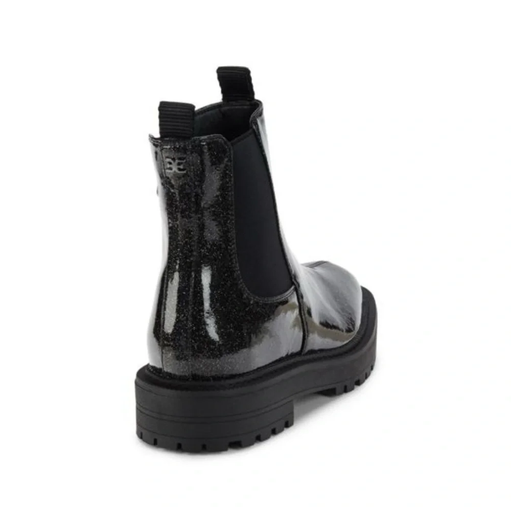 Sam Edelman‎ Girls Black Glitter Laguna Chelsea Boot Combat Sz 4 New